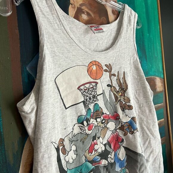 Vintage 1994 Graphic Tank Top - Warner Bros Basketball - Men's M Single Stitch - Picture 11 of 16
